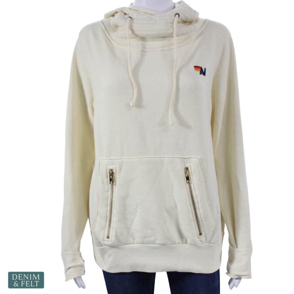 Aviator Nation Vintage White Unisex Ninja Pullover Hoodie Cozy Surf Core Medium - Picture 6 of 16